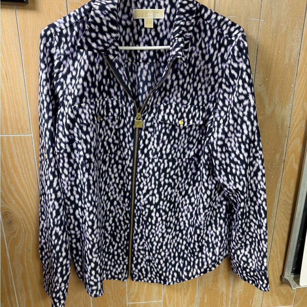 Michael Kors Black and White Patterned Blouse